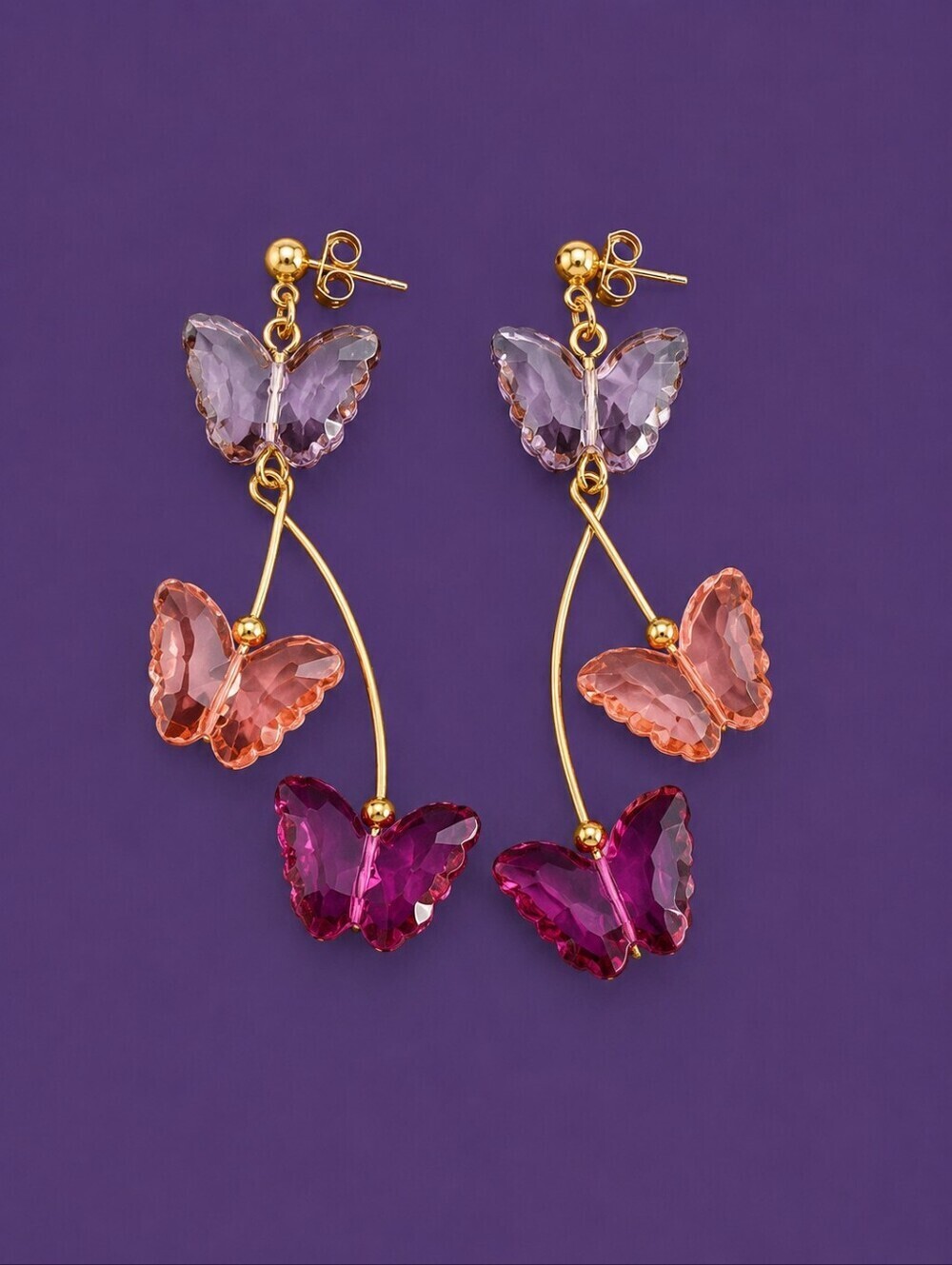 VTG AVON  1993 Fairycore Butterfly Dazzling Festival Dangle Post Earrings